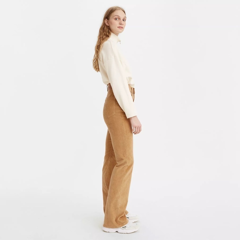 Levi's Ribcage Boot High Rise Tan Corduroy Pants Size 30 - Picture 4 of 16